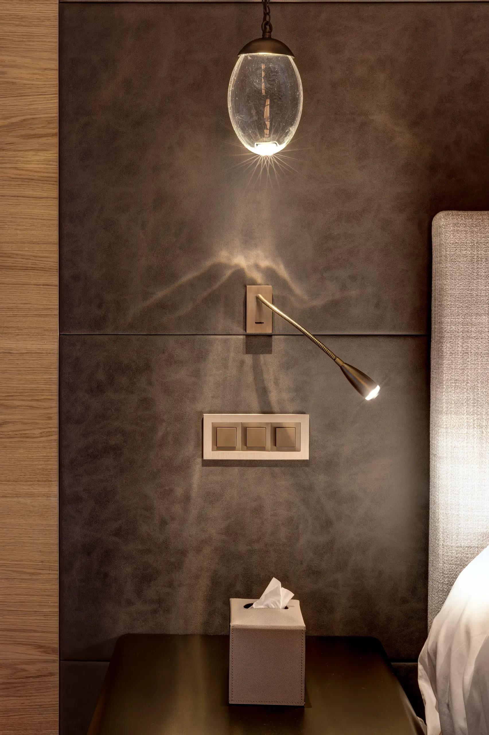 Bedroom detail in the Six Senses Resort serviced apartment