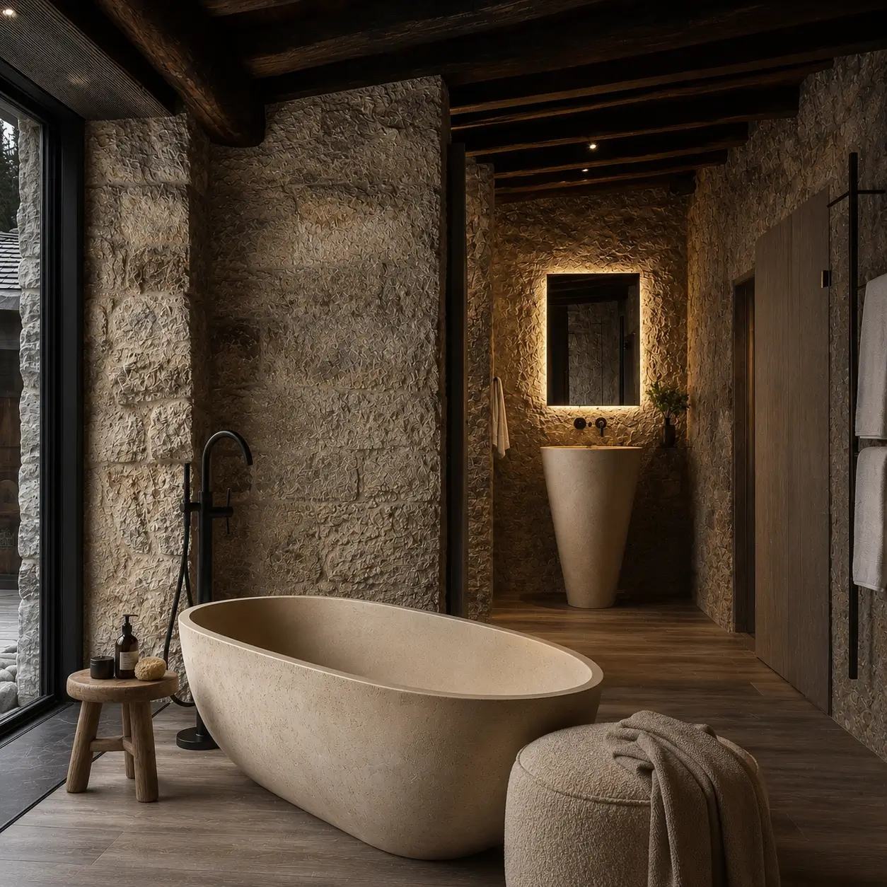 Cabin Eremia bathtub with sea view