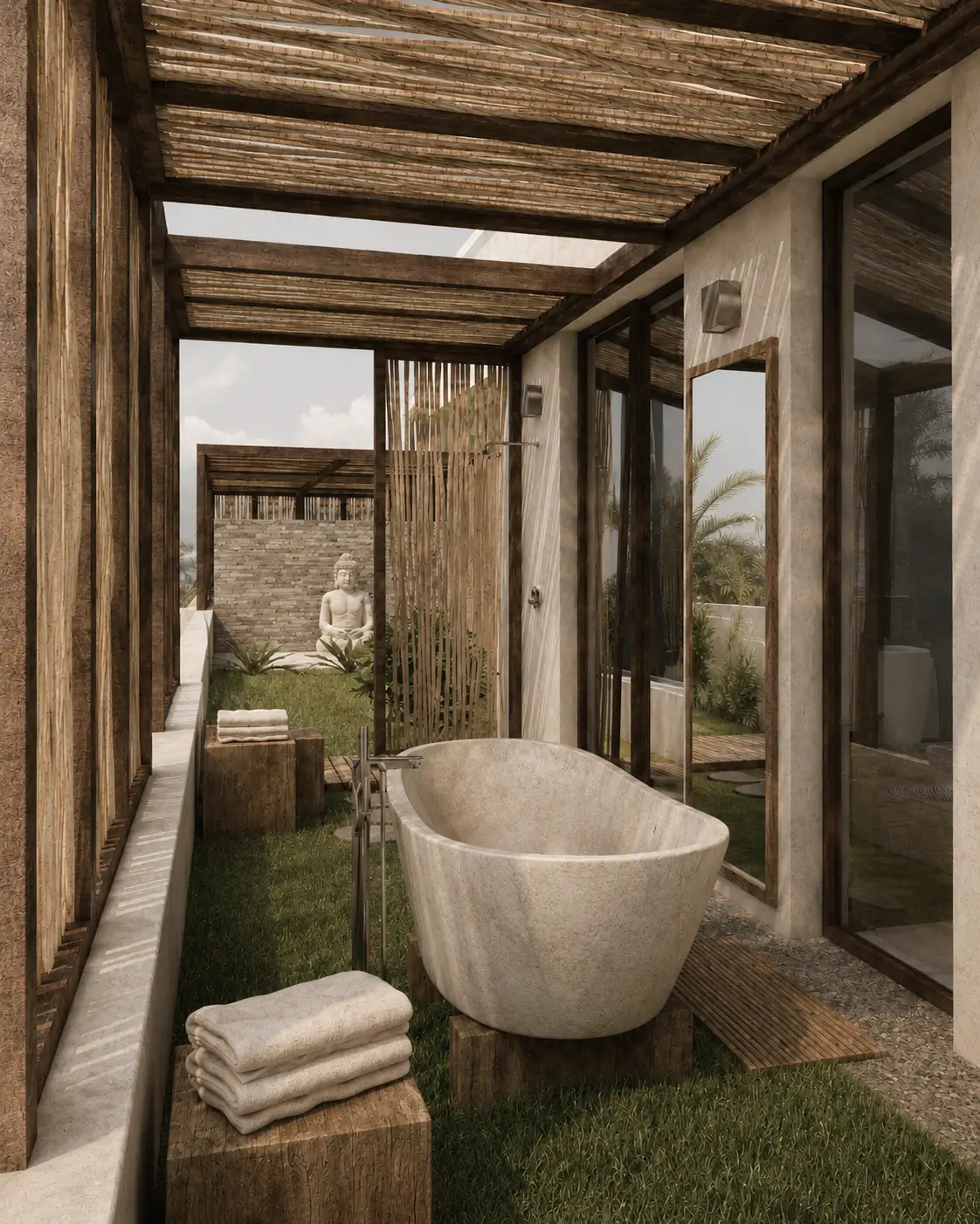 Outdoor master bathroom at the Gaia Cam Ranh villa