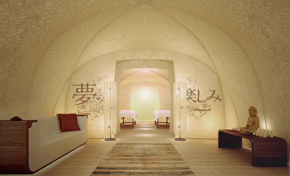 Spa interior within a Geolodge tented module