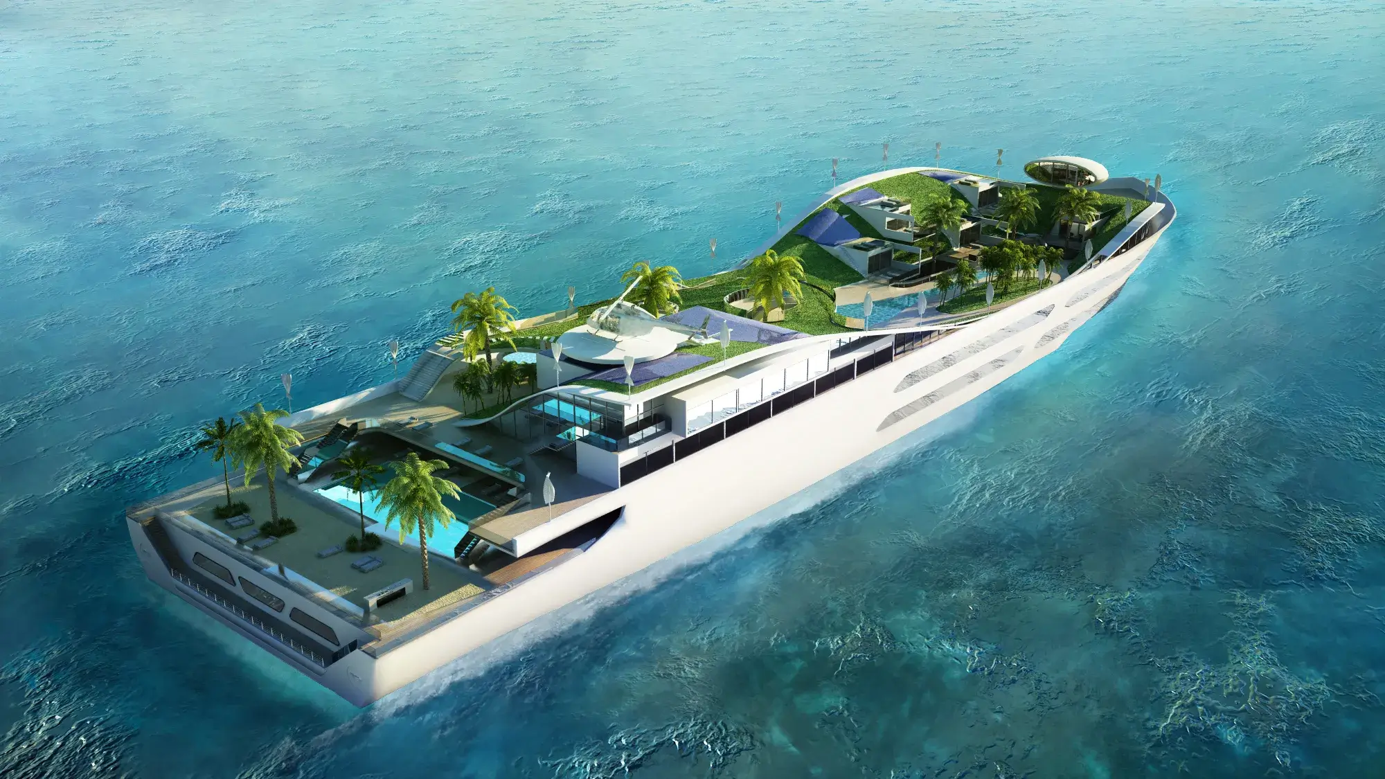 Island Emotion floating island vessel at sea