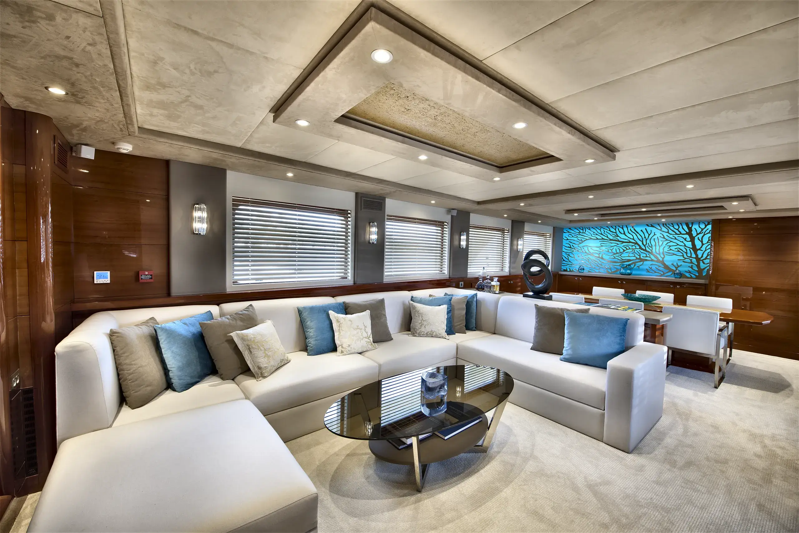 Open living area aboard M/Y Mermaid