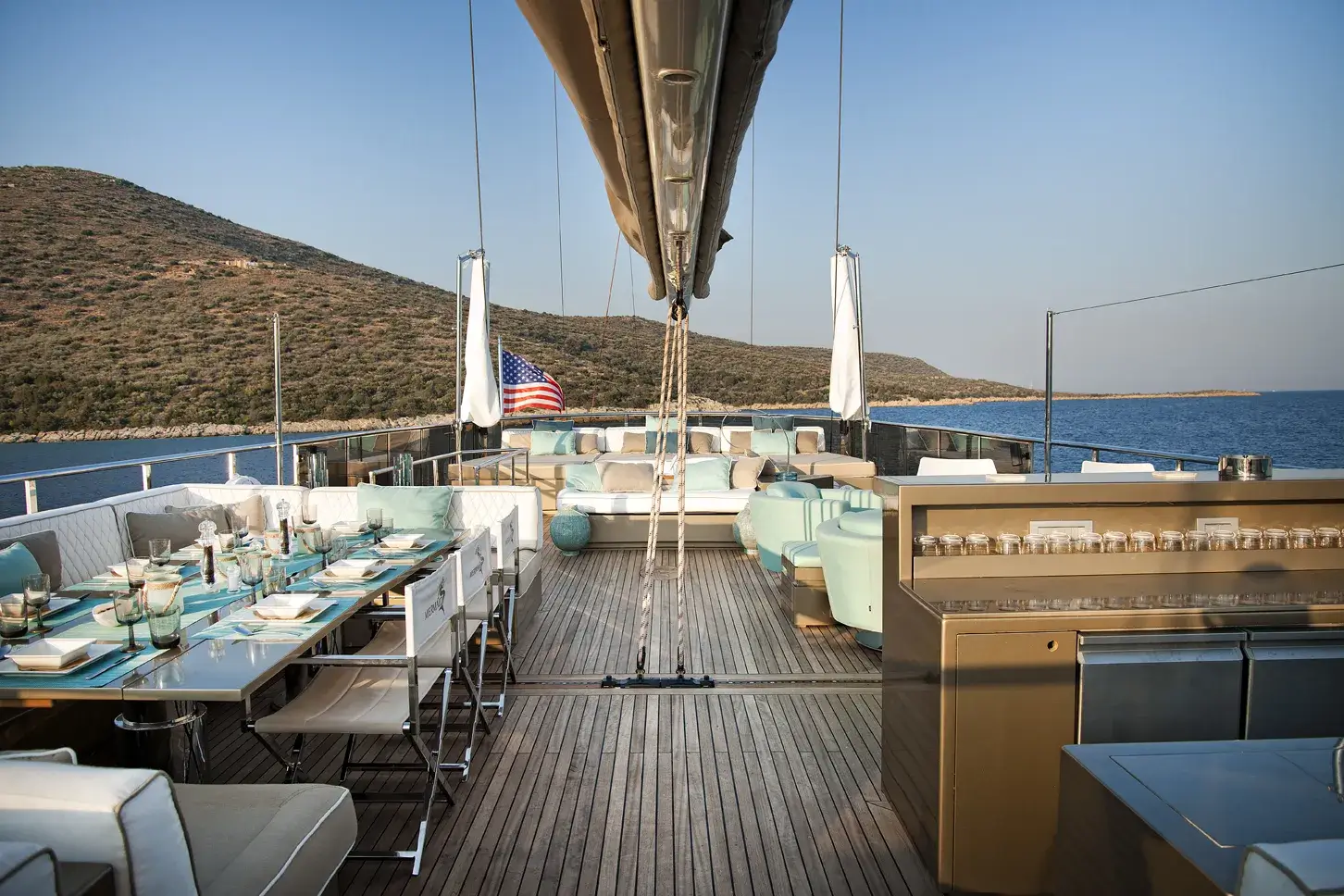 Deck and exterior of M/Y Mermaid