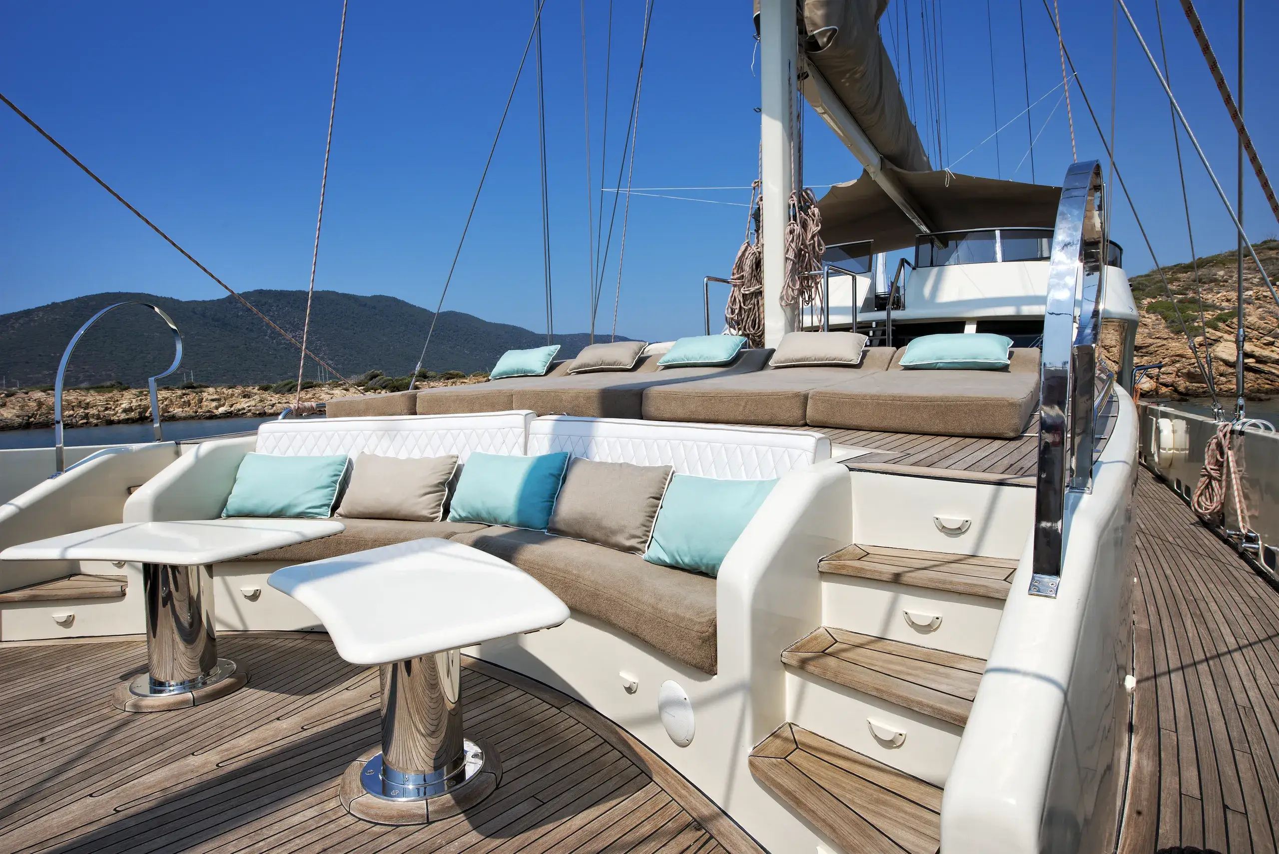 Lounge seating aboard M/Y Mermaid