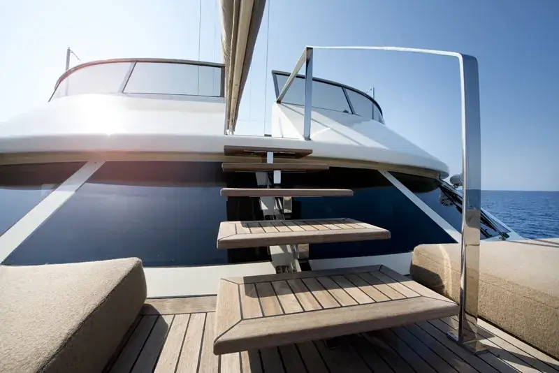 Connecting staircase between decks aboard M/Y Mermaid