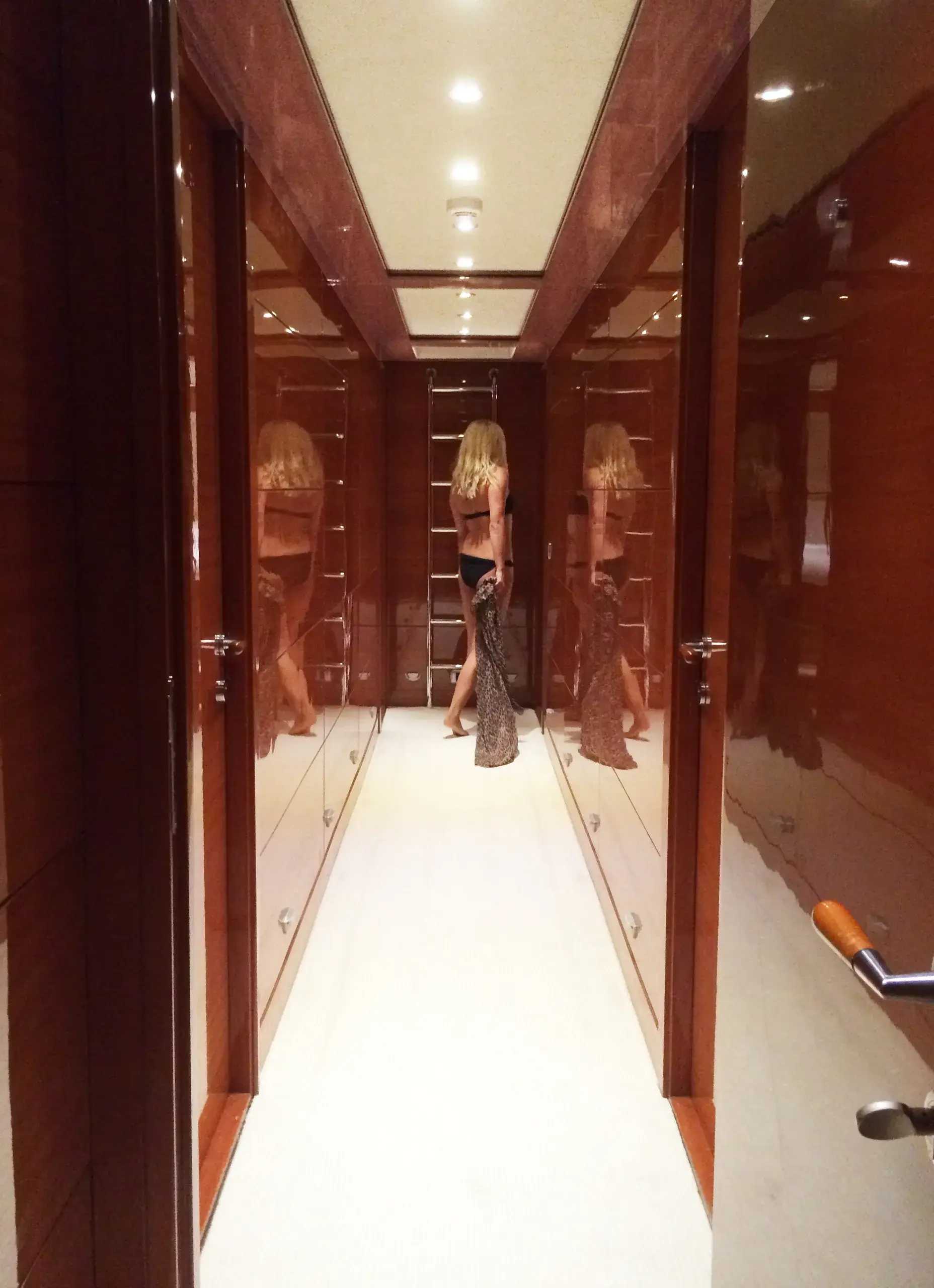 Interior corridor aboard M/Y Mermaid