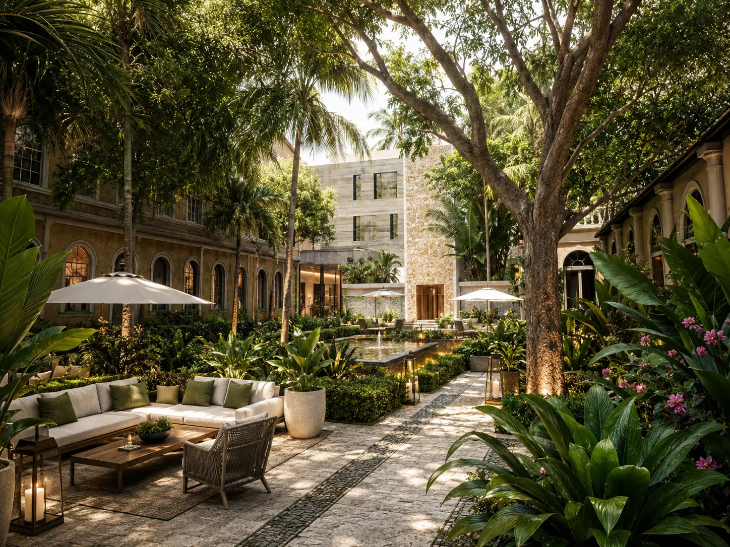 Shaded courtyard at O Castelo