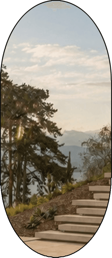 Villa Mundi perched on a coastal cliff at golden hour
