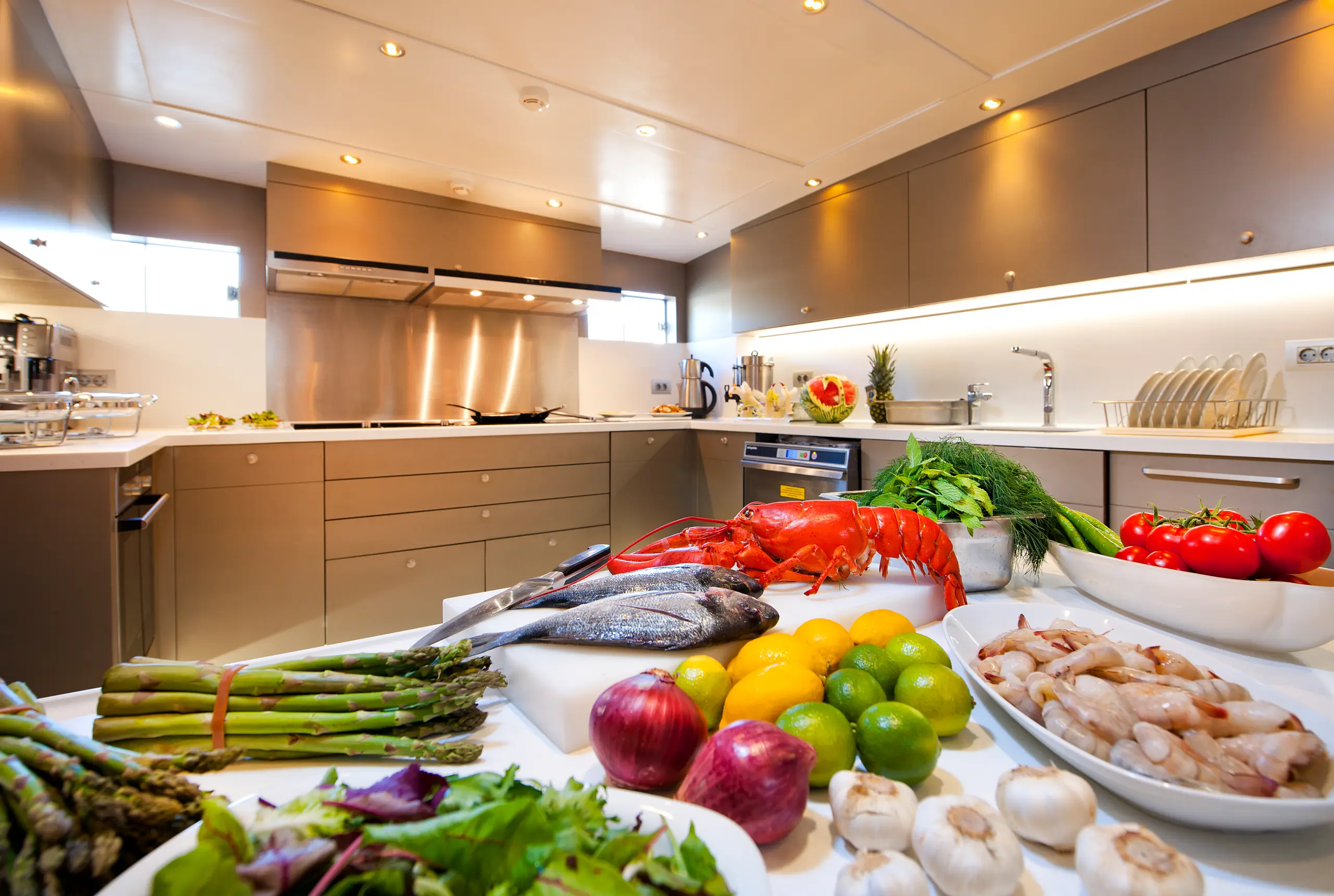 Kitchen at M/Y MERMAID