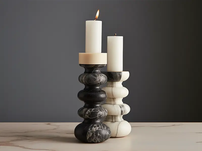Night and Day — reclaimed marble candleholders
