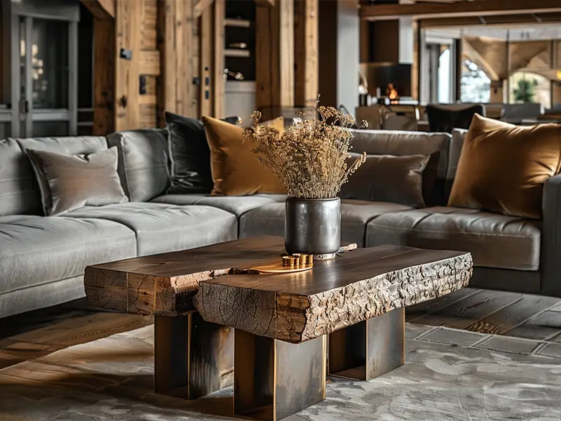 Sequoia — reclaimed wood and bronze coffee table